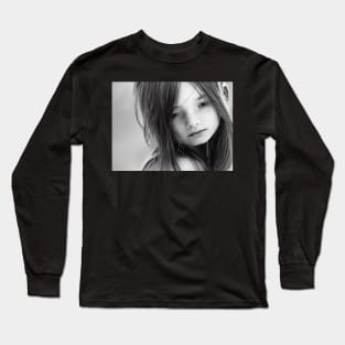 A sad girl who is thinking something Long Sleeve T-Shirt